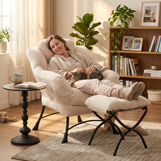 Aura Spinal™ Postural Relief Reading Chair & Ottoman Set