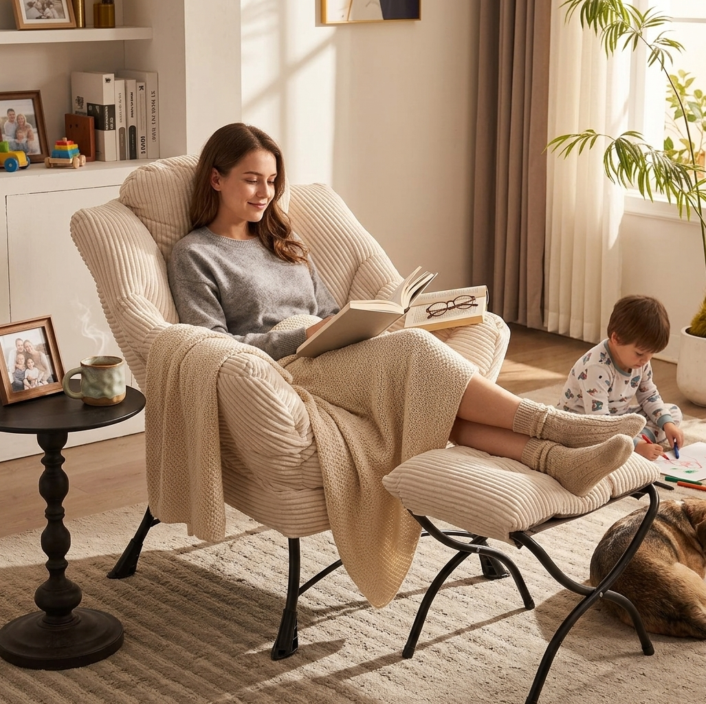 Aura Spinal™ — Ergonomic Posture-Support Reading Chair & Ottoman Set