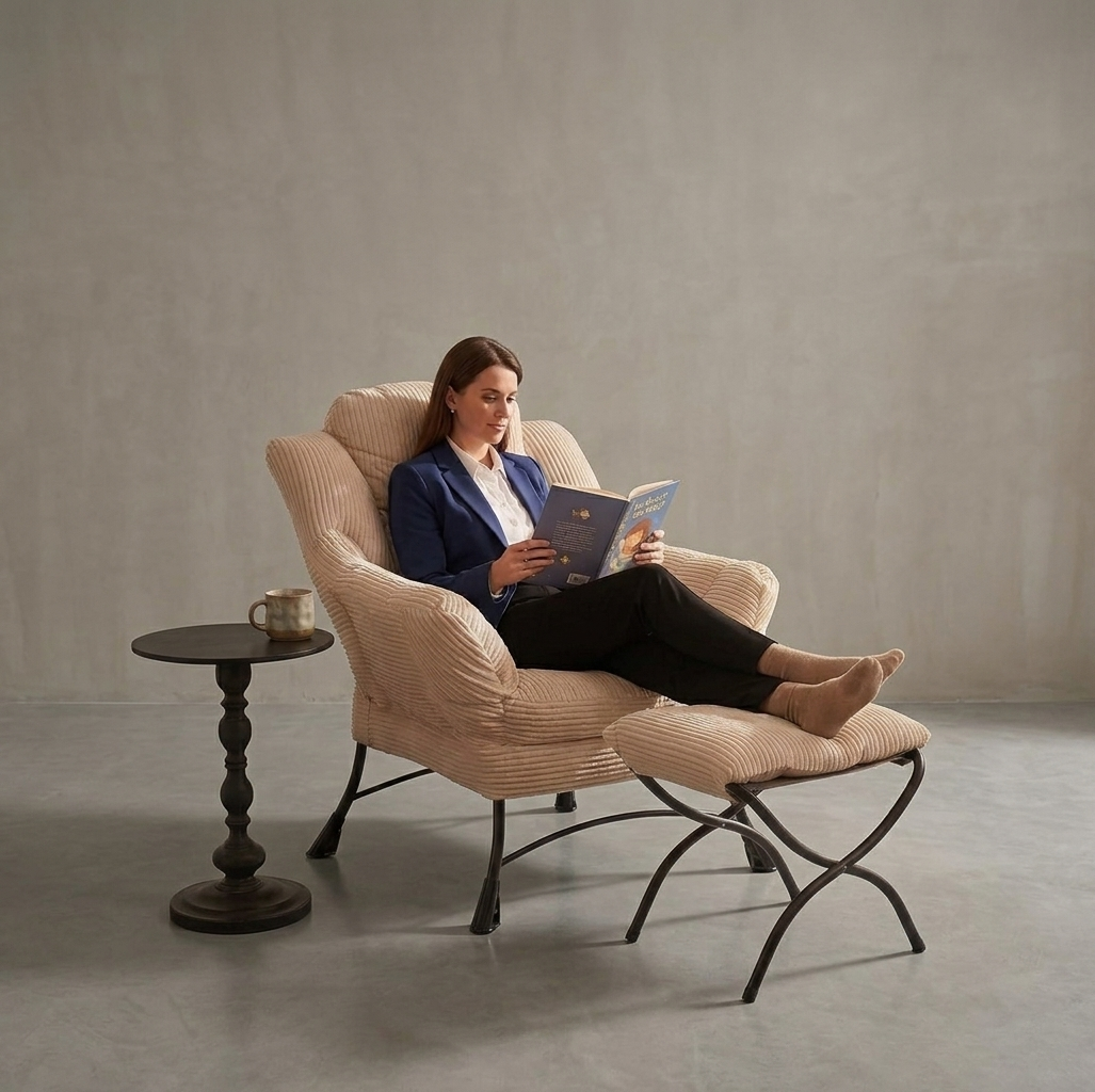 Aura Spinal™ — Ergonomic Posture-Support Reading Chair & Ottoman Set